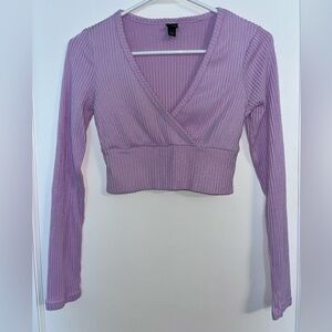 Wild Fable Purple Ribbed Wrap Blouse